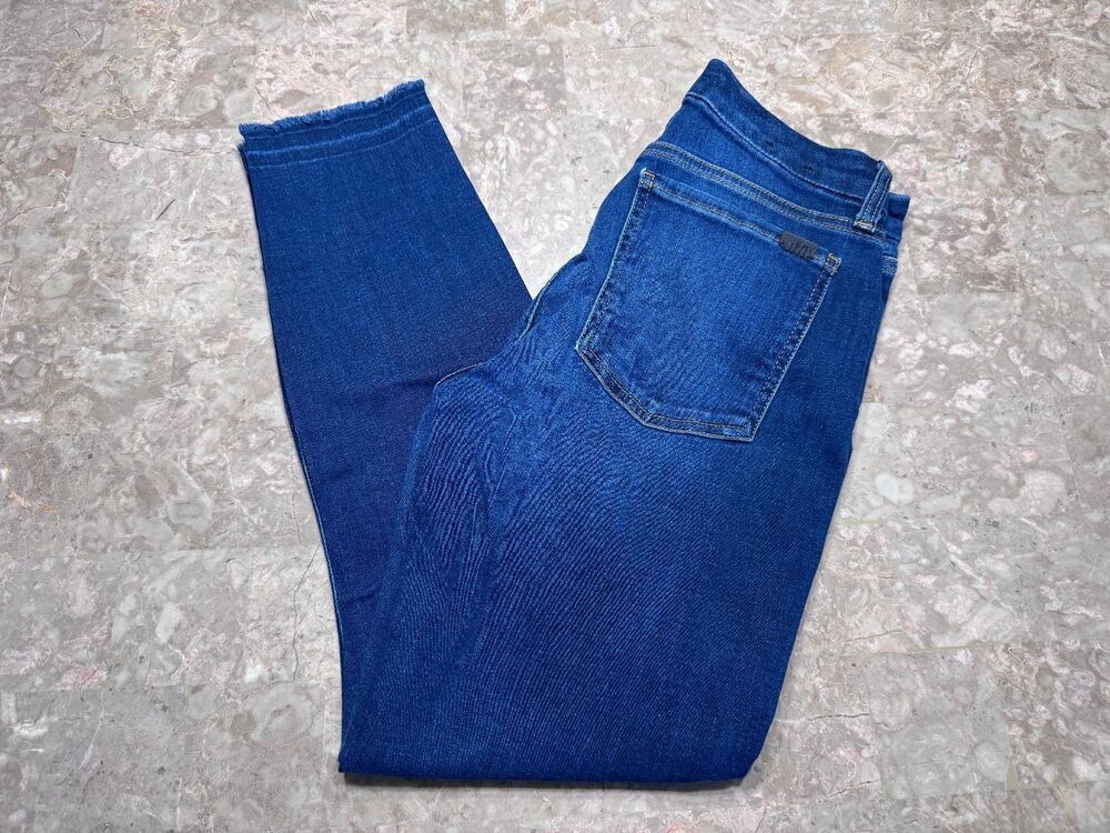 JEN7 by 7 For All Mankind Ankle Skinny Raw Hem Dark Stretch Denim Jeans , Size 4